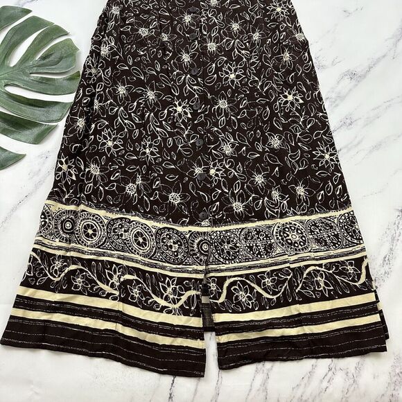 R&K Womens Vintage 90s Maxi Dress Size 14 Brown Cream Floral Button Trim Cottage - Picture 4 of 9